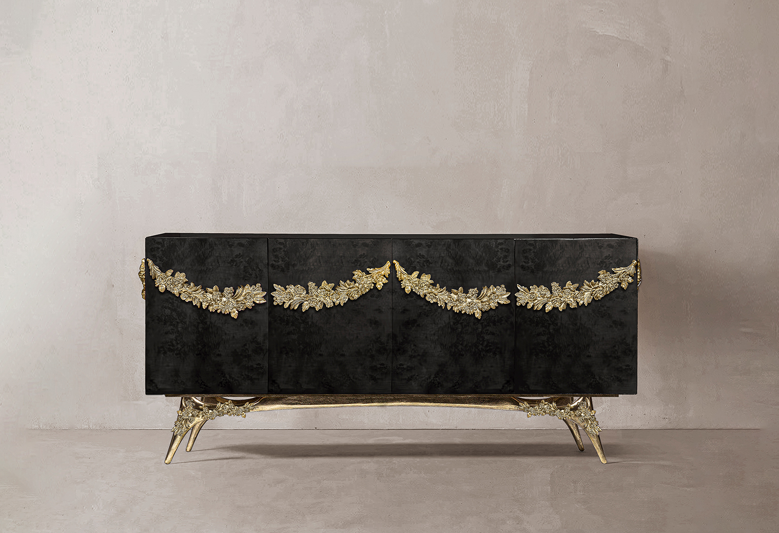 Contemporary Majestic Black Walnut Root Veneer by Boca do Lobo